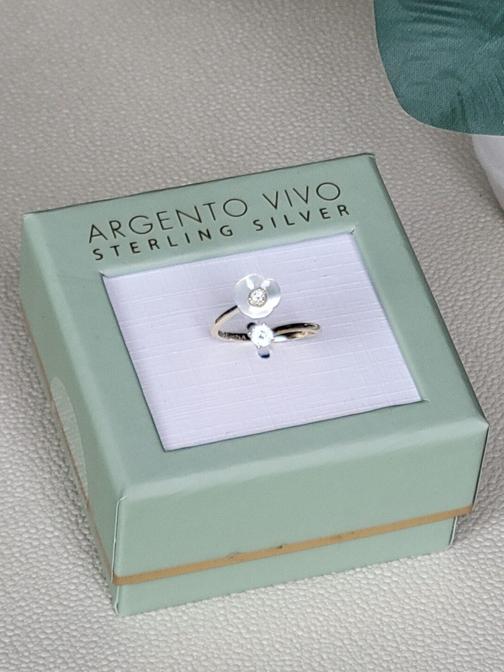 Argento Vivo Sterling Silver Pearl and Sparkling CZ Open Ring